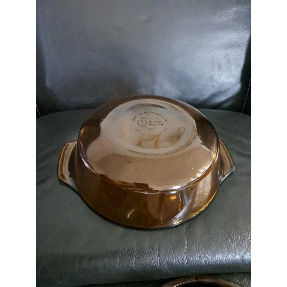 Vintage Anchor Hocking Amber Brown‎ Glass 1.5 Quart With Lid Casserole Dish